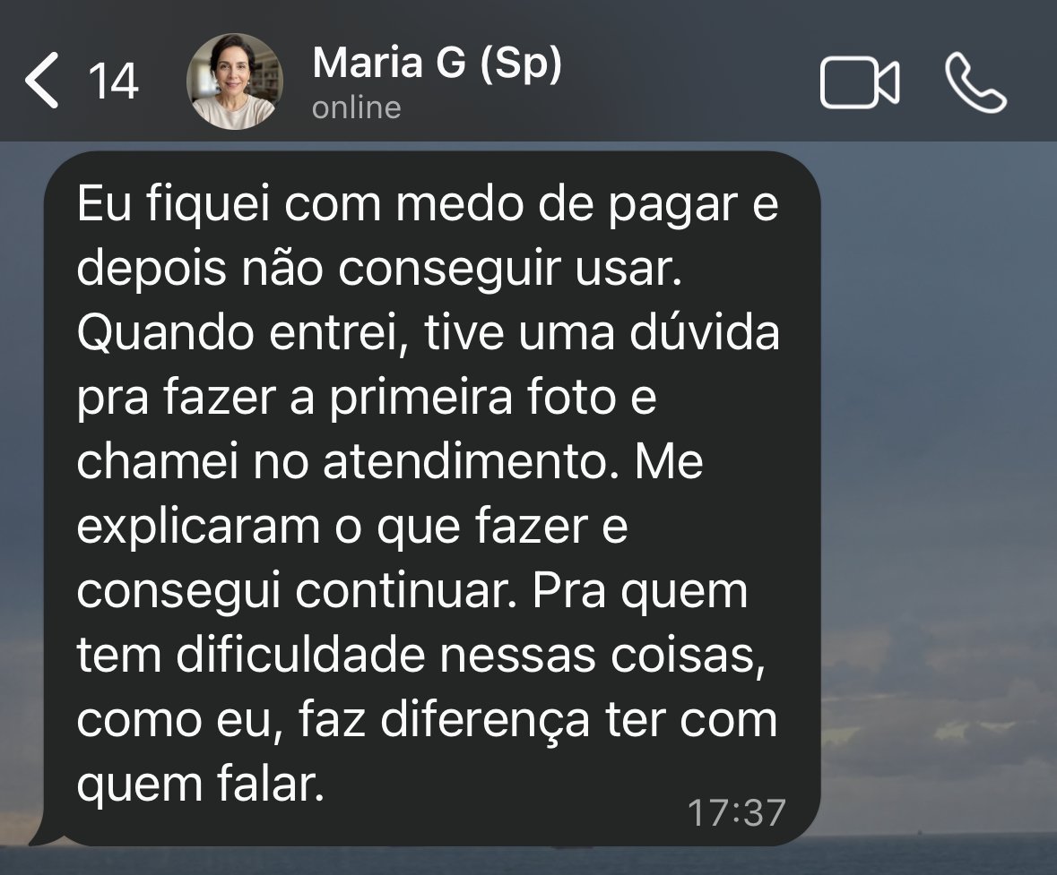 Print do depoimento de Maria G (Sp).