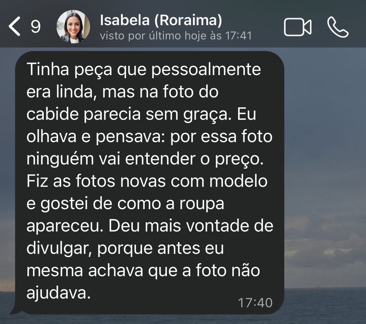 Print do depoimento de Isabela (Roraima).