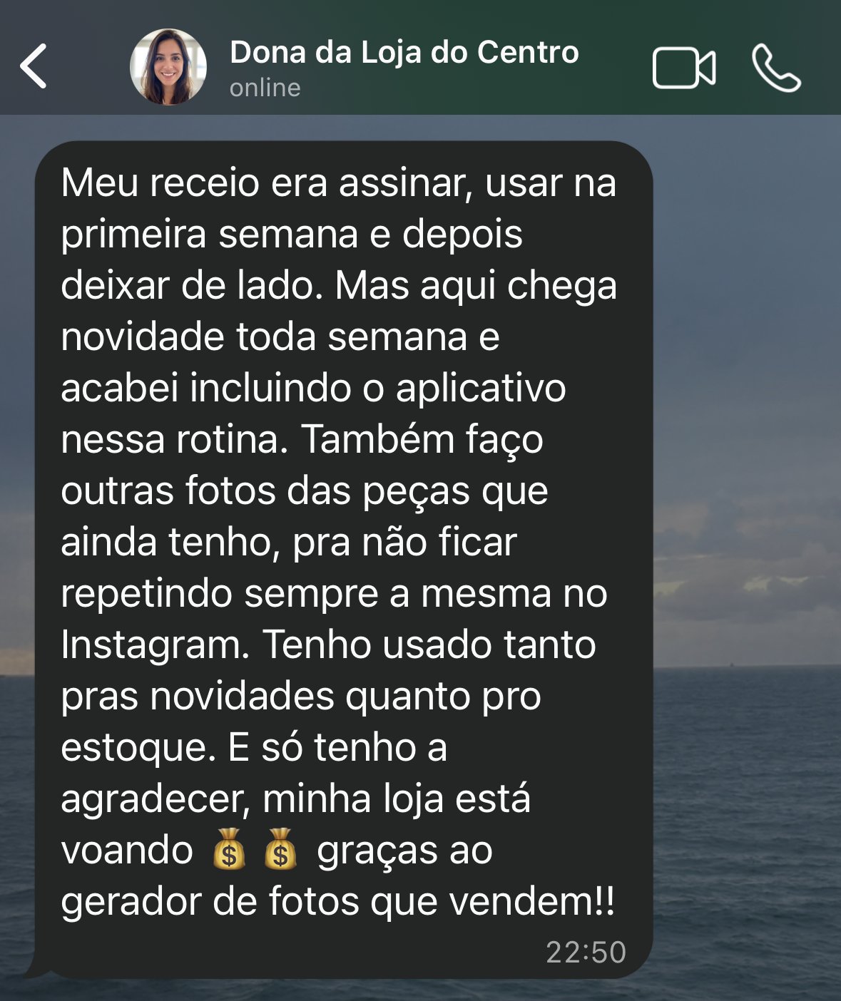Print do depoimento de Dona da Loja do Centro.